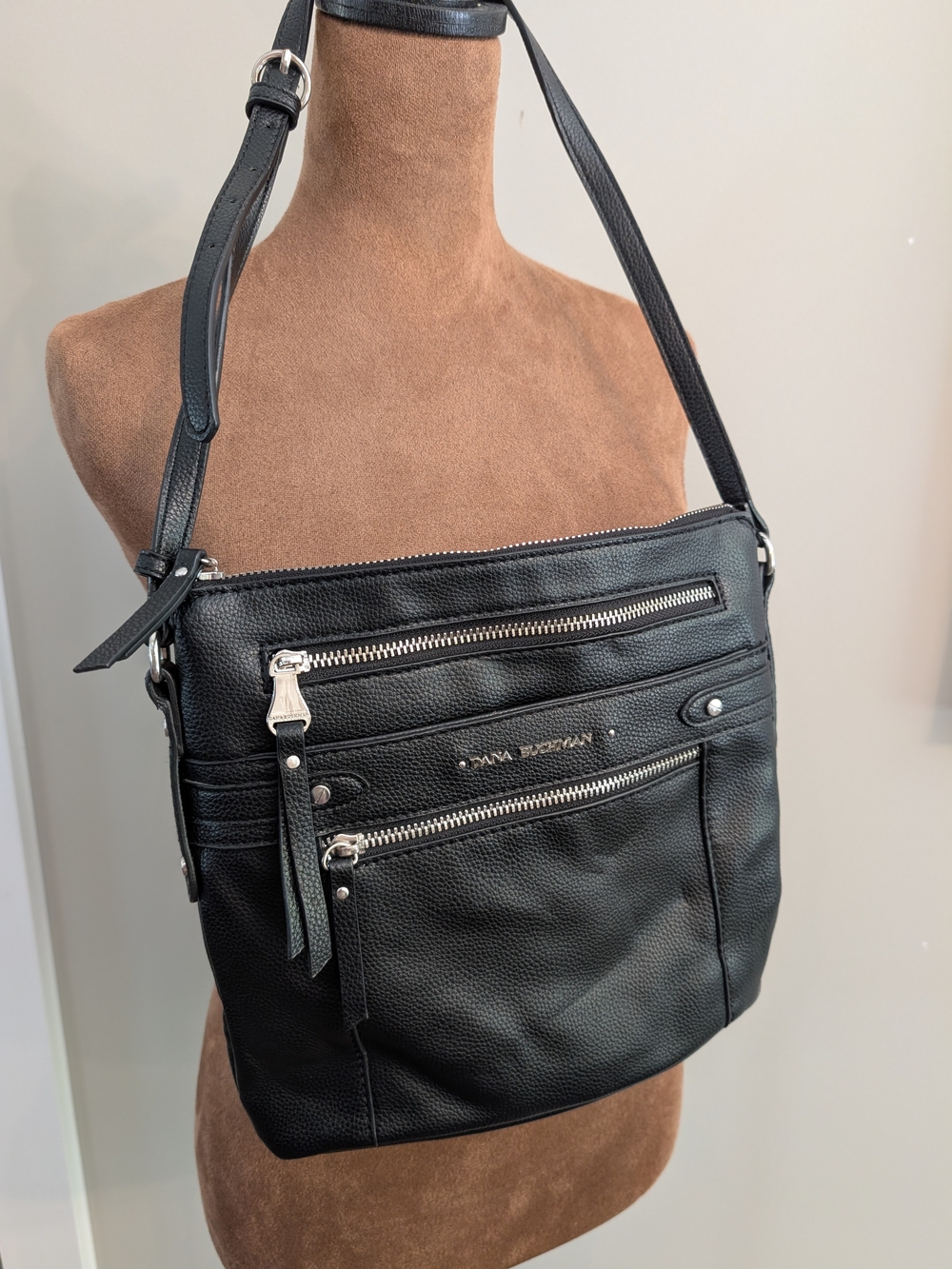 Dana Buchman Black Leather Crossbody Bag